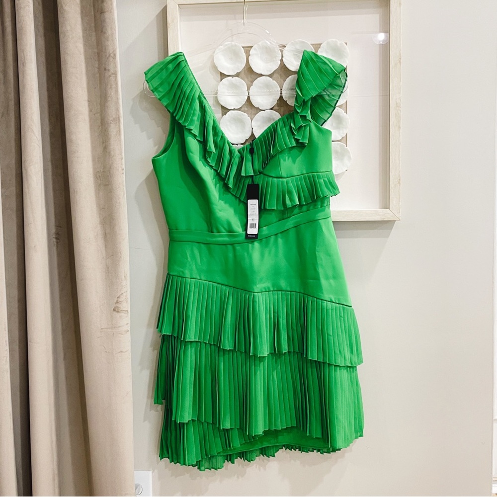 NWT BCBGMaxAzria Green Ruffled Mini Dress